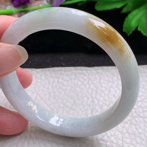 jx自然光56.5*11*8招财镯 缅甸翡翠a货玉手镯双彩秀气宽边玉手环