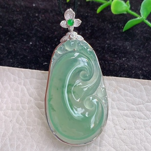 28.2 8.2mm 事事如意玉吊坠60 zzx实拍缅甸翡翠A货精品冰种大如意