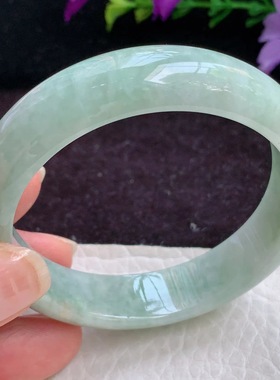 ll实拍54*49*12.5*7贵妃镯 天然缅甸翡翠手镯秀气珠宝蛋形玉镯子