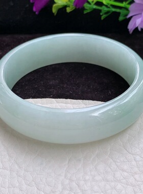 hf实拍57*16*8平安镯缅甸翡翠精美冰胶晴美宽边翡翠玉手镯 玉手环