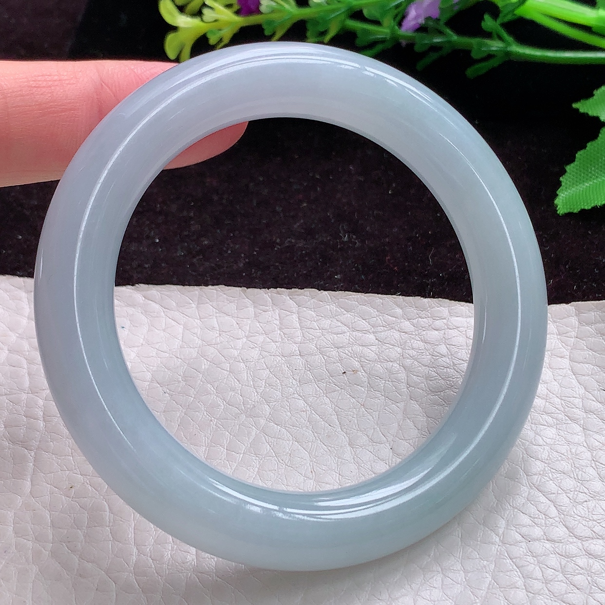 xc实拍53.5*11*10.5美人镯 缅甸翡翠A货淡雅圆条玉镯子精美女款