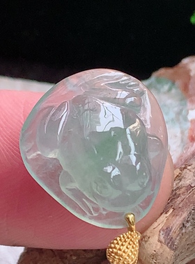 axm实拍18*16.3*8.8缅甸翡翠精雕冰种招财晴水三脚蟾玉吊坠玉挂件