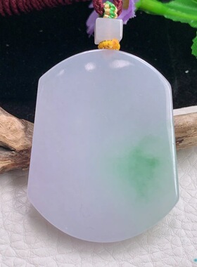 fy实拍49.2*38.7*5.5缅甸翡翠春带彩平安无事牌 无字素面牌玉吊坠
