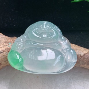 弥勒佛公吊坠 5缅甸翡翠a货精雕冰种开心佛 挂件 31.2 gp实拍27.2