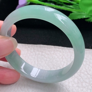 缅甸翡翠A货手镯水灵清爽宽边玉手环 6.5平安镯 z小圈口52.5 12.3