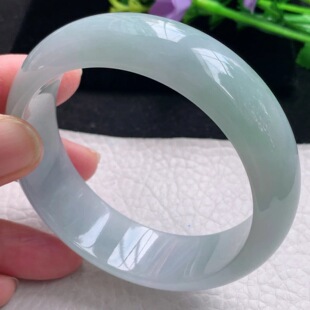 缅甸翡翠a货手镯正圈加宽边玉手环女款 8轮胎镯 js自然光59