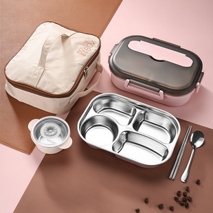 高中饭盒304不锈钢分隔便当盒饭加厚保温上班族快餐盒大学生专用