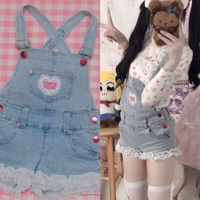 可爱牛仔背带裤y2k日系俏皮