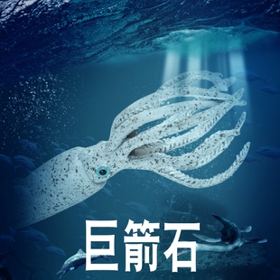 史前海洋生物巨箭石模型泥盆纪动物远古鱿鱼儿童仿真塑胶玩具认知