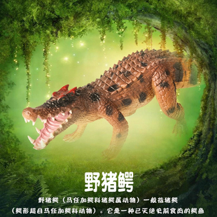 儿童史前动物塑胶玩具野猪鳄模型仿真远古鳄鱼男孩科普认知礼物