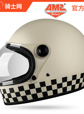 骑士网AMZ摩托车骑行头盔复古巡航机车旅行车全盔男 女3C认证四季