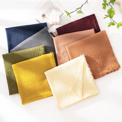 格雷系日系纯色棉麻高级感丝巾