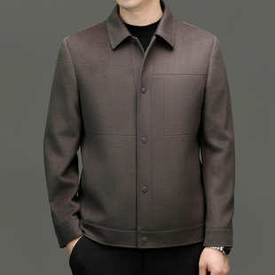 新款 秋冬男外套夹克毛呢大衣桑蚕丝山羊绒