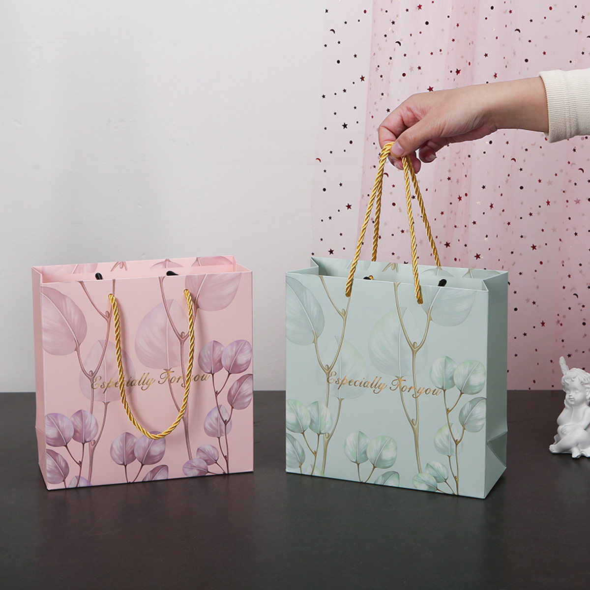 高颜值蓝色纸袋小清新礼品袋伴手礼袋手提袋礼物包装袋精致小袋子