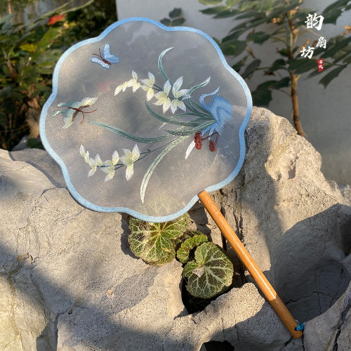 苏绣双面刺绣团扇古风汉服旗袍扇舞蹈表演圆扇中国风绣花扇子夏天