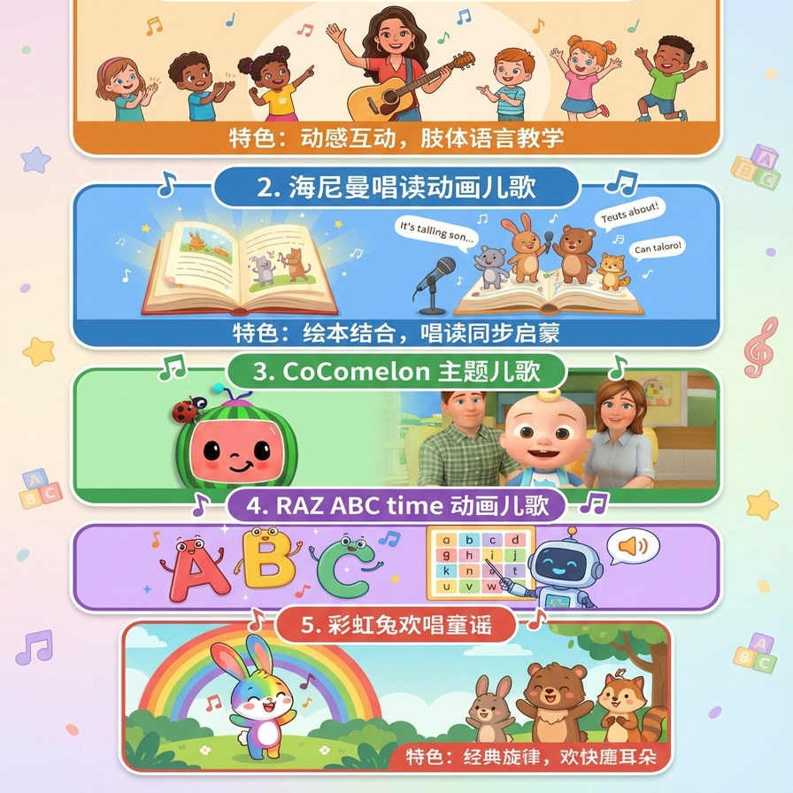 儿童早教英语启蒙儿歌5部动画视频合集0-12岁英文歌曲学英语
