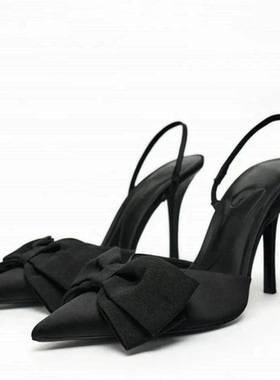 TRAF French Style High Heel Slingbacks For Woman Bow Knot Po