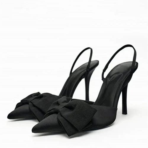 TRAF French Style High Heel Slingbacks For Woman Bow Knot Po