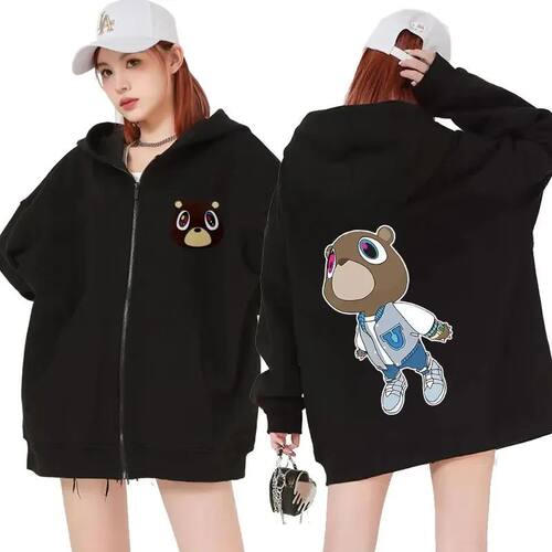 Kanye West Graduation Dropout Bear Zipper Hoodie Men's Women