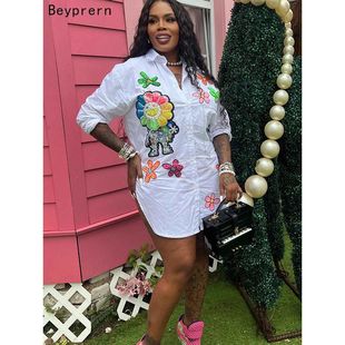 Beyprern Women's Beading Shirt Collar Blouses Top Elegant W