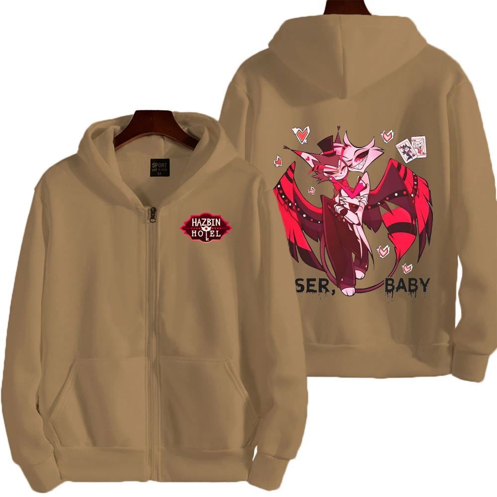 Hazbin Hotel Men Zip Up Hoodie Spring Autumn Women Oversized