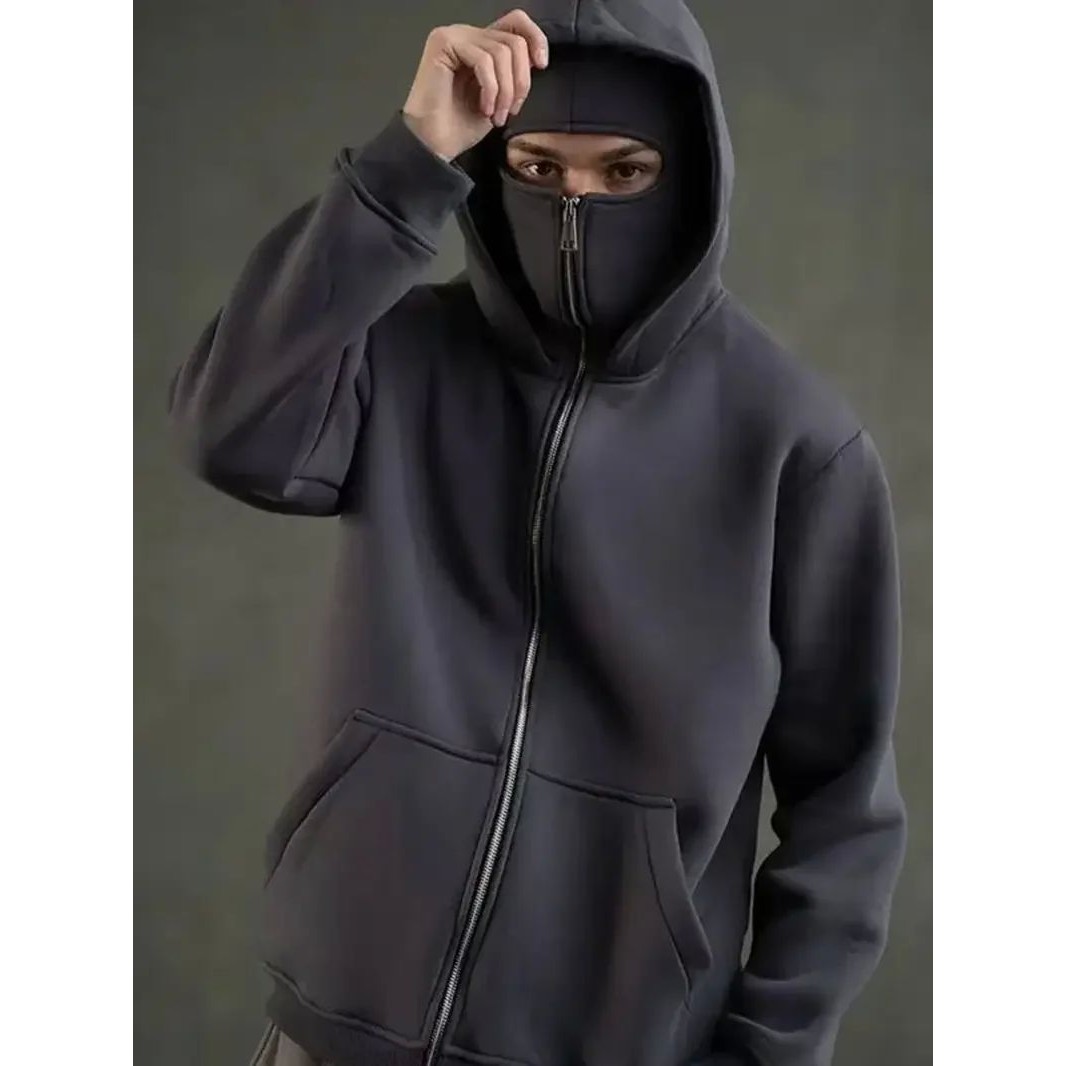 Autumn Ins Hooded Zip Up Sweatshirt Jacket Double Hood Unise