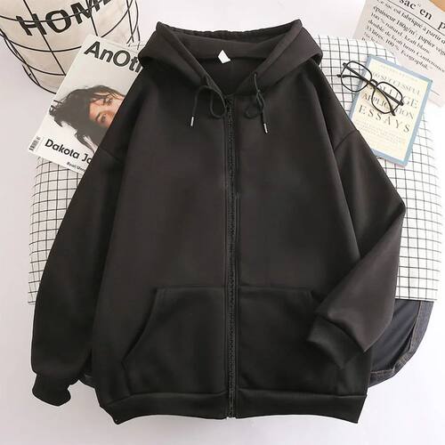 Men's Zip Up Hoodies Casual Zipper Jacket Coats Women Fleece