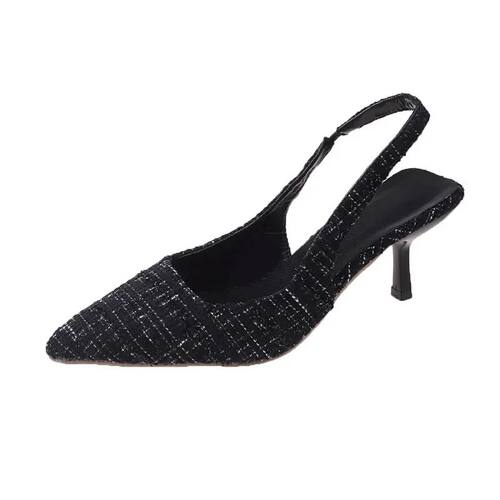 Sea Salt Blue Pointed High Heel Sandals for Women Back Hollo
