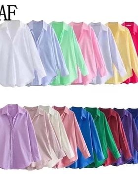 TRAF Women Shirt Multicolour Button Up Shirt Women Summer Lo