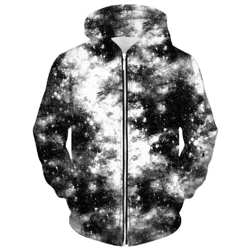 Trendy Star Sky Graphic 3D Printed Zip Up Hoodie Men Women A