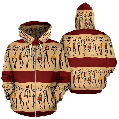 Newest 3D Print Zip Up Hoodies African Ethnic Style Man Spor