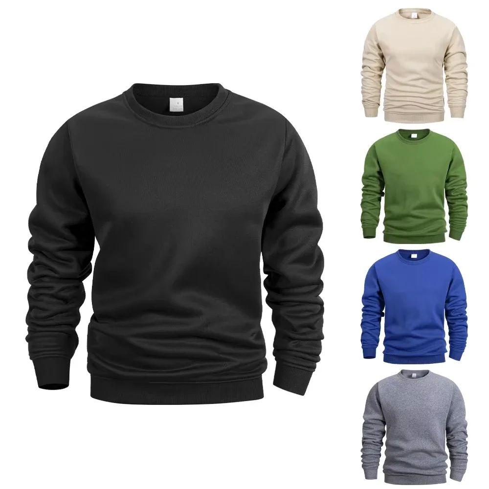 New Men's Crew Neck Sweatshirts Solid Color Sweatwear Spring