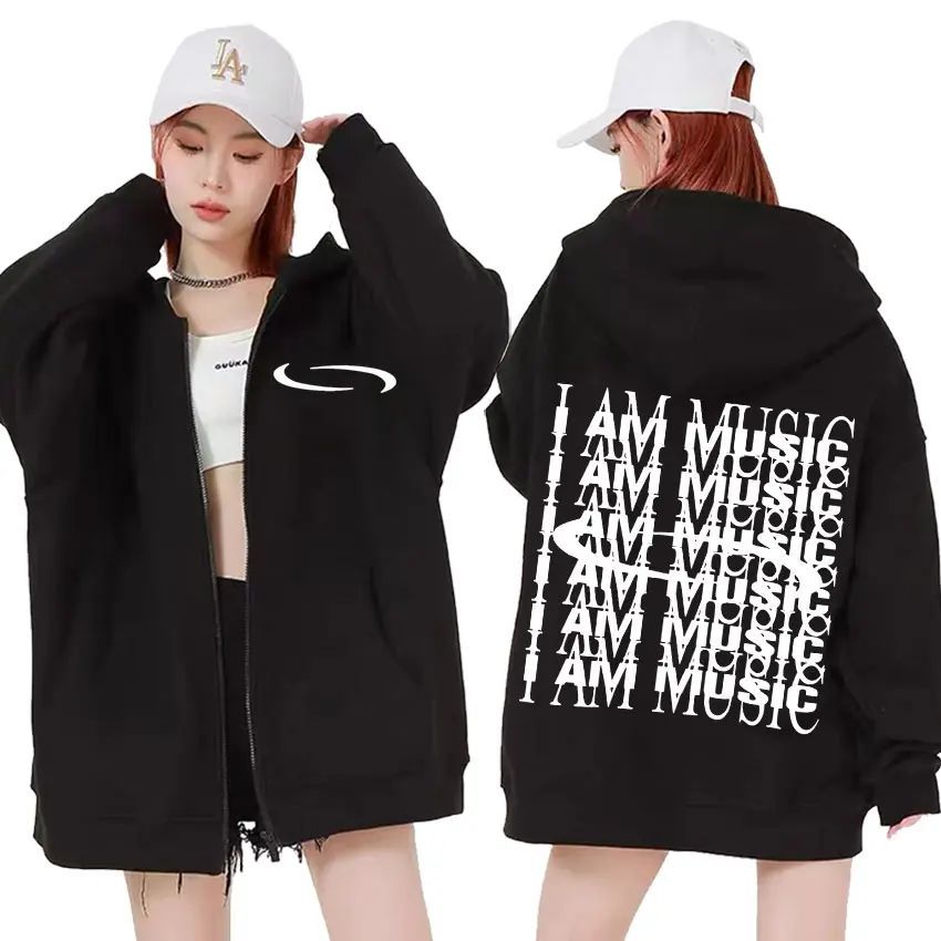 Retro Washed Playboi Carti I AM MUSIC Logo Zip Up Hoodie Opi