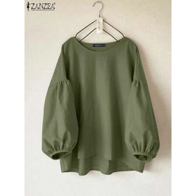 ZANZEA Women's Blouses Trend 2024 Autumn Tops Casual O Neck
