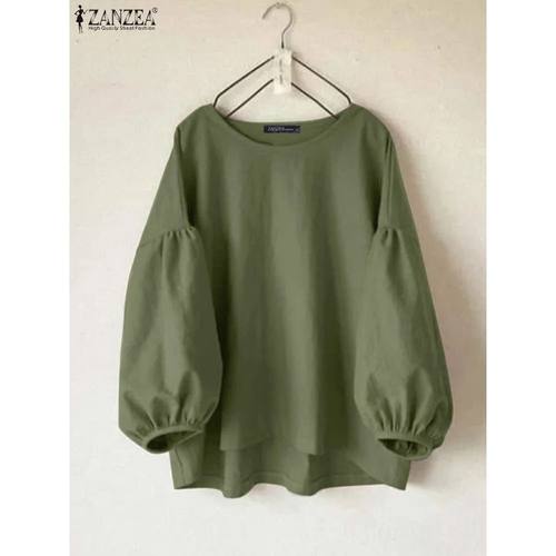 ZANZEA Women's Blouses Trend 2024 Autumn Tops Casual O Neck