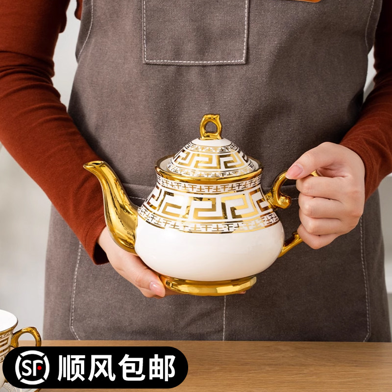 耐高温陶瓷茶壶大号家用泡茶壶耐热餐厅冷水壶过滤单壶客厅咖啡壶