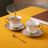 陶瓷咖啡杯套装 配勺子家用茶杯抖音骨瓷马克杯客厅网红水杯 220ml