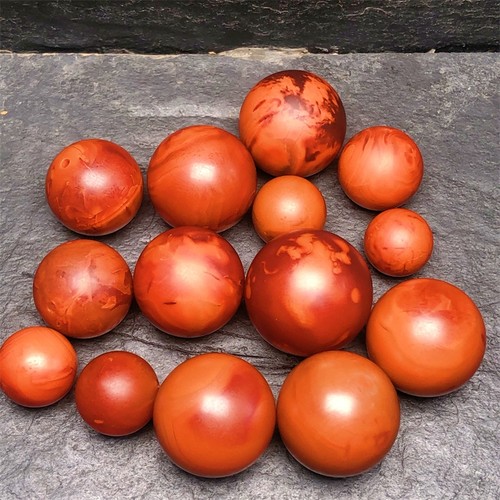 川料南红玛瑙圆珠大珠子原矿手工打磨柿子红火焰纹玫瑰红满肉顶珠