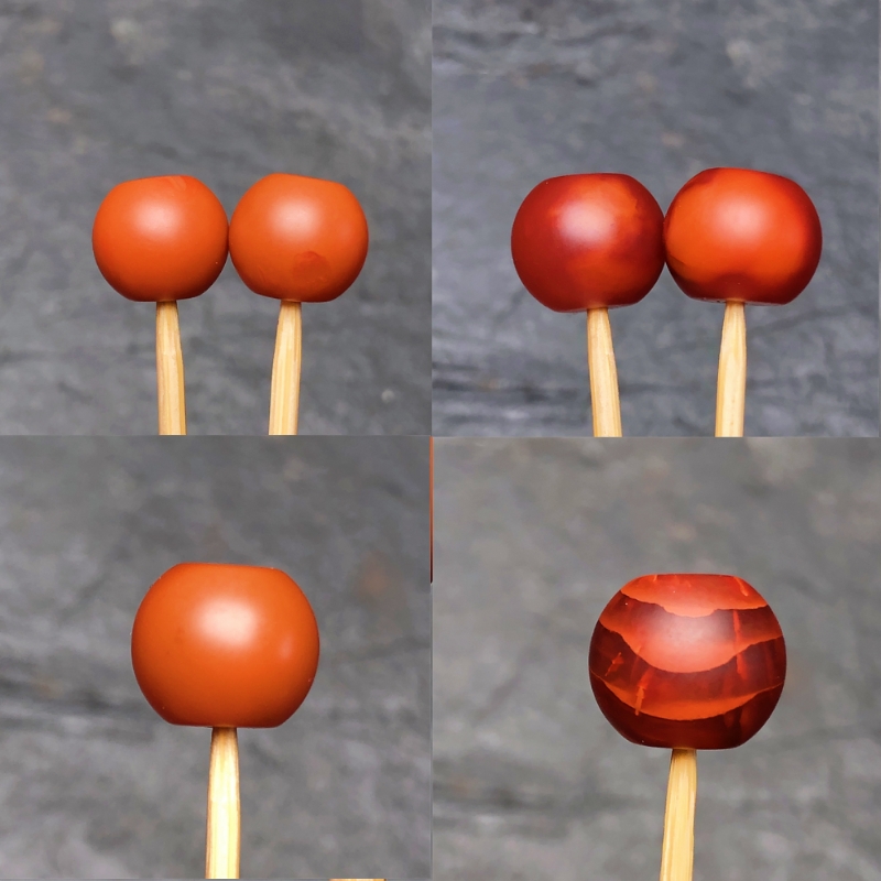 川料南红玛瑙苹果珠圆珠柿子红火焰纹单珠对珠配饰珠鼓珠手串配珠