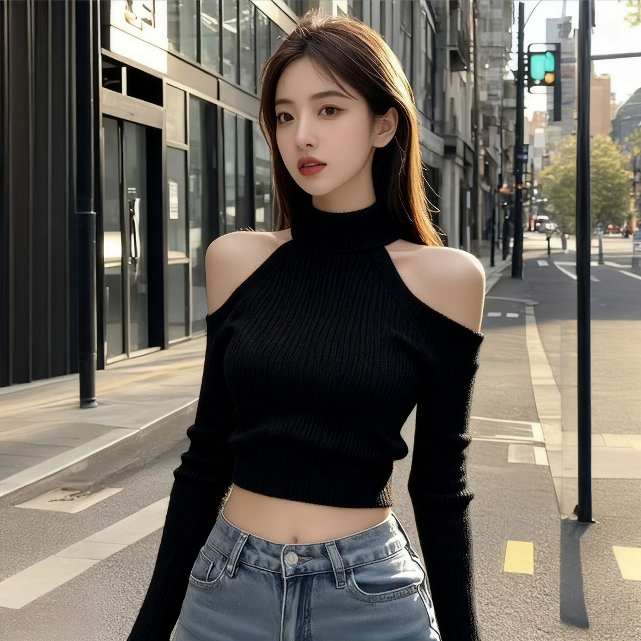 2025秋季新款挂脖露肩长袖针织衫女修身显瘦设计感短款打底毛衣,女装/女士精品,毛针织衫,淘宝优惠券,粉丝福利购,淘宝优惠卷