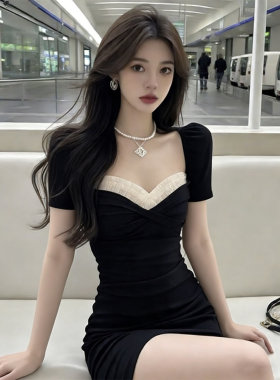 法式气质收腰显瘦连衣裙女