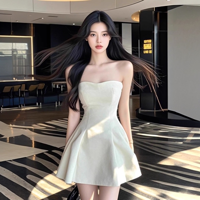 a字裙正式场合穿搭小白裙礼服裙