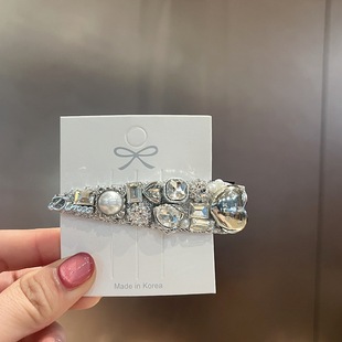 重工发夹爱心水钻珍珠刘海夹BB夹夹子边夹甜美少女镶钻网红侧边夹