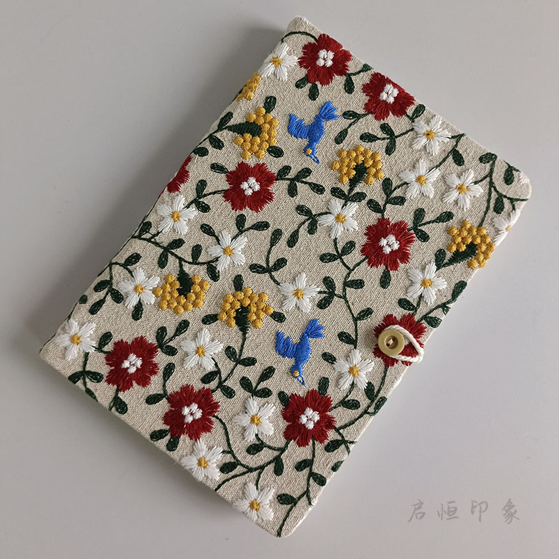 蜂鸟花园布艺刺绣记事本