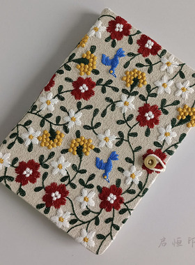 蜂鸟花园布艺刺绣记事本A5A6手账本学生工作日记盖章笔记本礼物