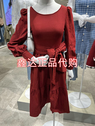 vow&Moda女装24新款春季圆领泡泡袖拼接气质网红显瘦连衣裙D013