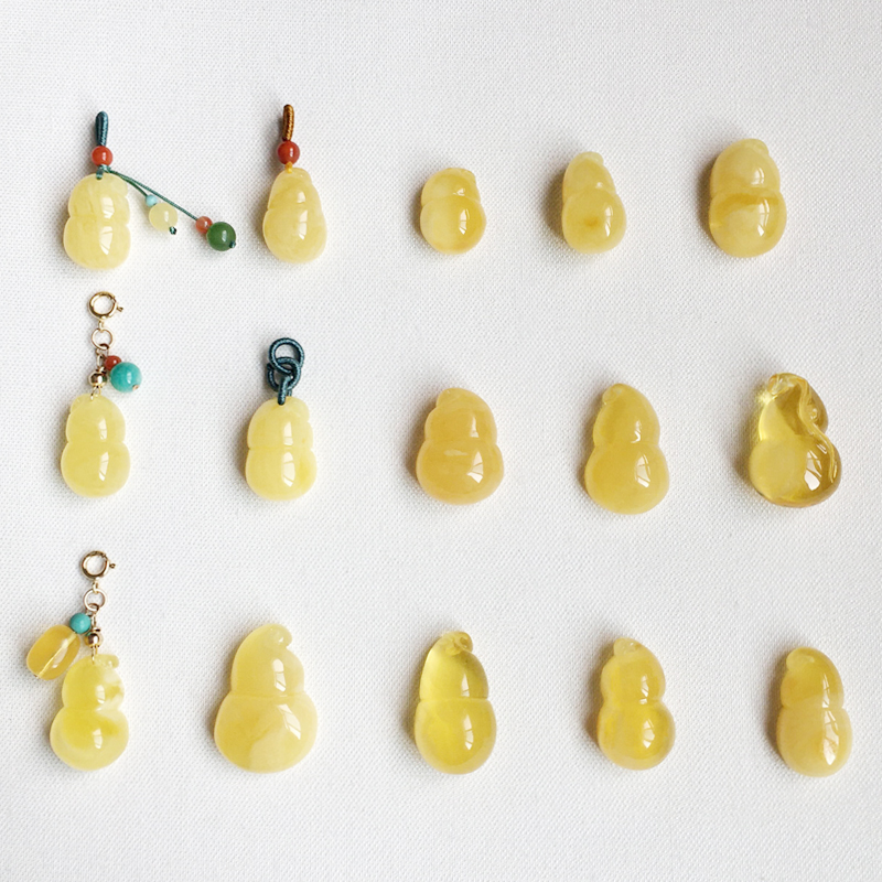 天然俄料白花蜜蜜蜡小葫芦吊坠diy小滴溜琥珀雕刻小件金绞蜜配饰