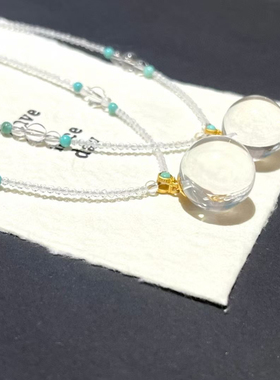 天然净体白水晶项链泡泡珠女款单圈多宝吊坠送闺蜜礼物