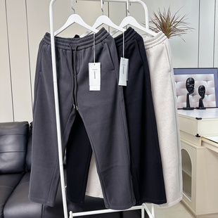 棉料宽松重磅厚实针织休闲运动长裤 秋冬保暖男士 加绒加厚休闲长裤