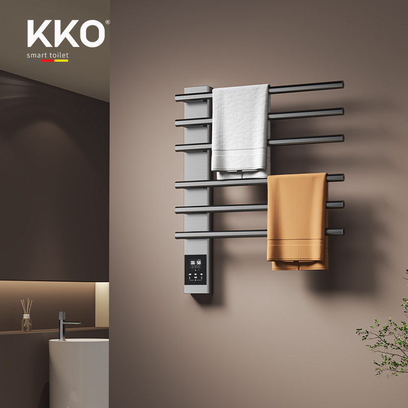 KKO智能触屏A8电热毛巾架卫生间浴室明暗碳纤维加热烘干浴巾架